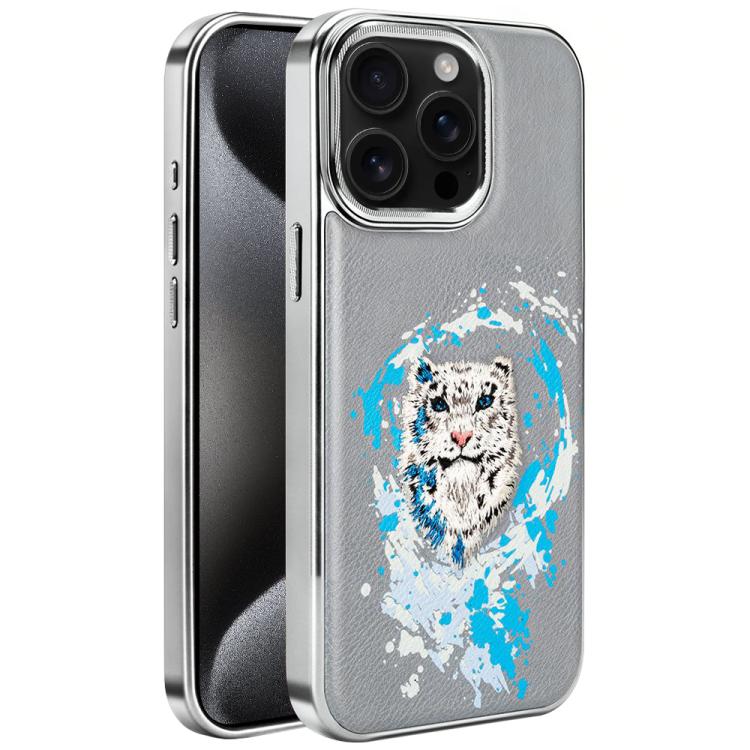 Custodia per telefono in ecopelle con logo ricamato graffiti e placcatura magnetica galvanizzata., For iPhone 16 Plus, For iPhone 16, For iPhone 15 Pro Max, For iPhone 15 Pro, For iPhone 15 Plus, For iPhone 15