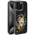 Custodia per telefono in ecopelle con logo ricamato graffiti e placcatura magnetica galvanizzata., For iPhone 16 Plus, For iPhone 16, For iPhone 15 Pro Max, For iPhone 15 Pro, For iPhone 15 Plus, For iPhone 15