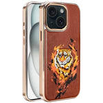 Custodia per telefono in ecopelle con logo ricamato graffiti e placcatura magnetica galvanizzata., For iPhone 16 Plus, For iPhone 16, For iPhone 15 Pro Max, For iPhone 15 Pro, For iPhone 15 Plus, For iPhone 15