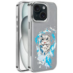 Custodia per telefono in ecopelle con logo ricamato graffiti e placcatura magnetica galvanizzata., For iPhone 16 Plus, For iPhone 16, For iPhone 15 Pro Max, For iPhone 15 Pro, For iPhone 15 Plus, For iPhone 15