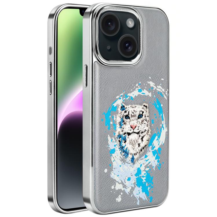 Custodia per telefono in ecopelle con logo ricamato graffiti e placcatura magnetica galvanizzata., For iPhone 14 Plus, For iPhone 14, For iPhone 14 Pro, For iPhone 14 Pro Max