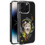 Custodia per telefono in ecopelle con logo ricamato graffiti e placcatura magnetica galvanizzata., For iPhone 14 Plus, For iPhone 14, For iPhone 14 Pro, For iPhone 14 Pro Max