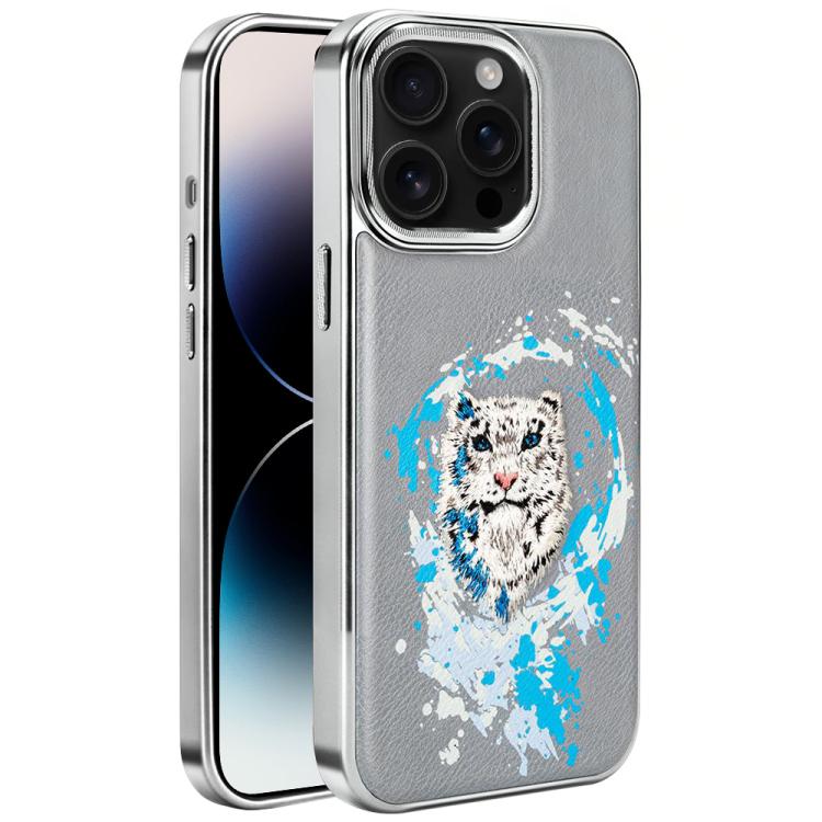 Custodia per telefono in ecopelle con logo ricamato graffiti e placcatura magnetica galvanizzata., For iPhone 14 Plus, For iPhone 14, For iPhone 14 Pro, For iPhone 14 Pro Max