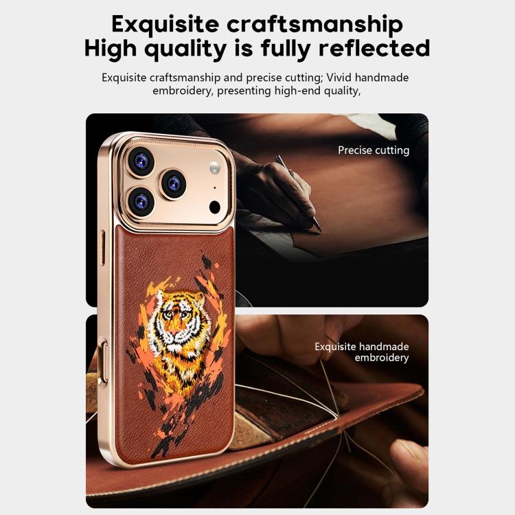 Custodia per telefono in ecopelle con logo ricamato graffiti e placcatura magnetica galvanizzata., For iPhone 16 Plus, For iPhone 16, For iPhone 15 Pro Max, For iPhone 15 Pro, For iPhone 15 Plus, For iPhone 15