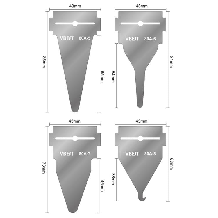 Set di raschietti magnetici bifacciali multifunzione in acciaio inossidabile BEST VBST-80A per la rimozione della colla, BEST VBST-80A