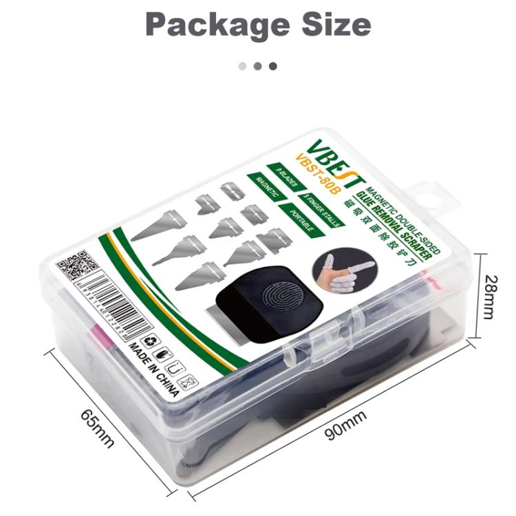Set di raschietti magnetici bifacciali multifunzione in acciaio inossidabile BEST VBST-80B per la rimozione della colla, BEST VBST-80B