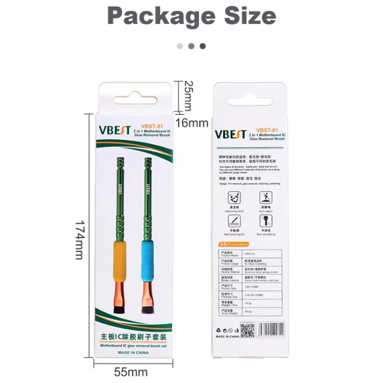 Set di spazzole per la rimozione di colla e polvere dai chip della scheda madre BEST VBST-81 in lega di alluminio., BEST VBST-81