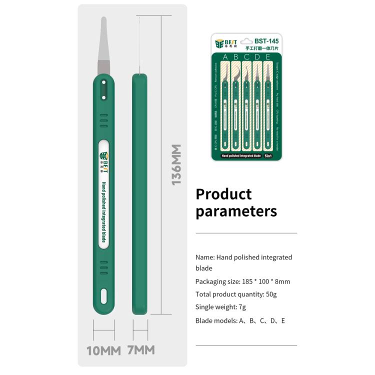 BEST BST-145 Set di 5 lame in 1 per taglio, rimozione colla e smontaggio, BEST BST-145