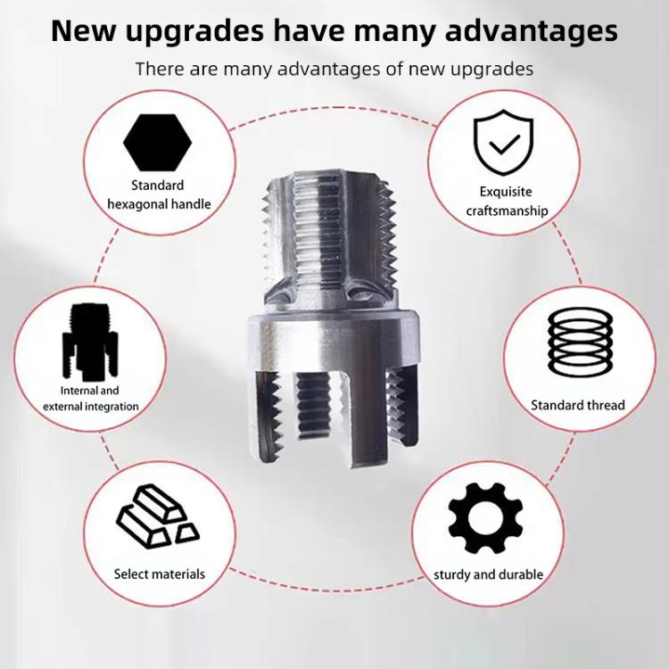 Utensile integrato per filettatura interna ed esterna per impianti idraulici, 4 Points M20 Grey, 6 Points M25 Grey, 4+6 Points M20+M25 Grey, 1 inch M32 Grey, 4+6 Points+1 inch M20+M25+M32 Grey, 4 Points M20 Silver, 6 Points M25 Sliver                  ...
