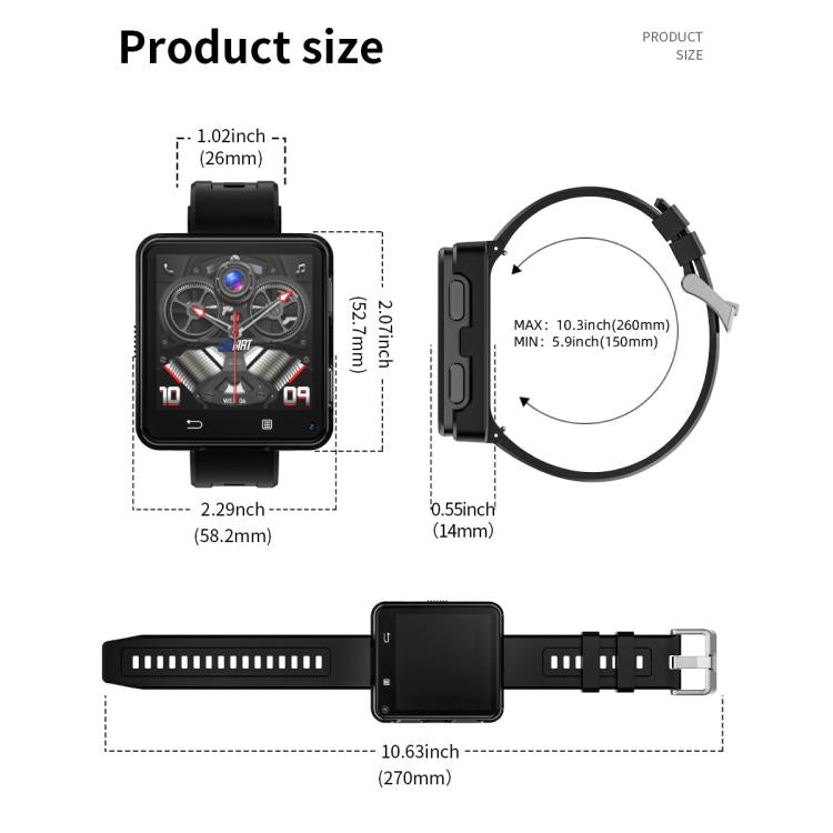 LOKMAT APPLLP 2 Max Smartwatch 4G, display da 2,64 pollici, processore MTK6761 Quad Core, 4 GB di RAM + 64 GB di memoria interna, Android 11.0, GPS, videochiamata.
