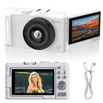 Fotocamera digitale mirrorless DX9 da 48 MP 4K con schermo LCD ribaltabile HD da 3 pollici e sensore CCD in stile retrò.