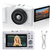 Fotocamera digitale mirrorless DX9 da 48 MP 4K con schermo LCD ribaltabile HD da 3 pollici e sensore CCD in stile retrò.