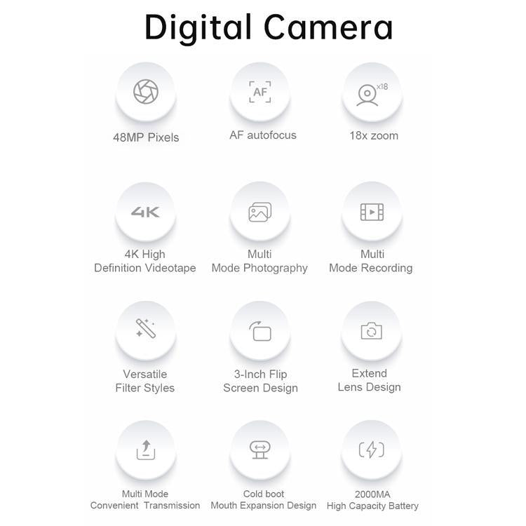 Fotocamera digitale mirrorless DX9 da 48 MP 4K con schermo LCD ribaltabile HD da 3 pollici e sensore CCD in stile retrò.