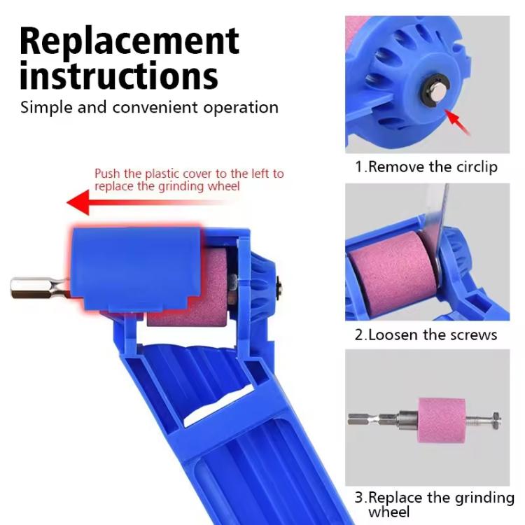 Affilatrice portatile per punte da trapano, mola per affilatura rapida, Blue Grinding Tool Set, Orange Grinding Tool Set, Grinding Wheel + Wrench + Washer, Grinding Wheel