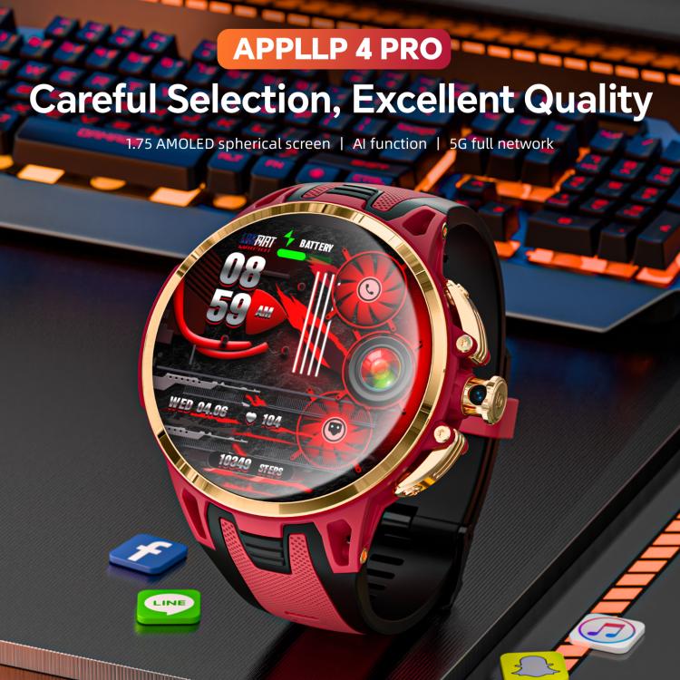 LOKMAT APPLLP 4 Pro Smartwatch 4G, display da 1,75 pollici, processore quad-core SC8541E, 3 GB di RAM e 32 GB di memoria interna, Android 8.1, videochiamata.