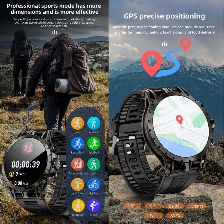 LOKMAT APPLLP 4 Smartwatch 4G, display da 1,58 pollici, processore quad-core SC8541E, 3 GB di RAM e 32 GB di memoria interna, Android 8.1, GPS, monitoraggio della frequenza cardiaca, dell'ossigeno nel sangue e della pressione sanguigna, NFC.