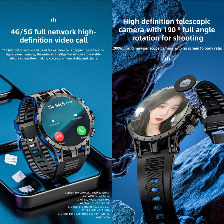 LOKMAT APPLLP 4 Smartwatch 4G, display da 1,58 pollici, processore quad-core SC8541E, 3 GB di RAM e 32 GB di memoria interna, Android 8.1, GPS, monitoraggio della frequenza cardiaca, dell'ossigeno nel sangue e della pressione sanguigna, NFC.