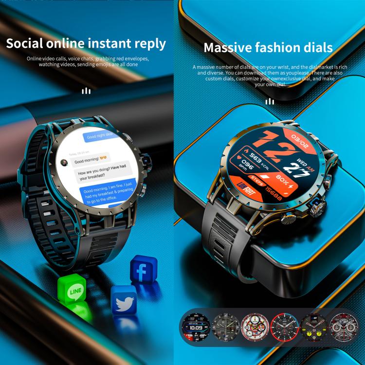 LOKMAT APPLLP 4 Smartwatch 4G, display da 1,58 pollici, processore quad-core SC8541E, 3 GB di RAM e 32 GB di memoria interna, Android 8.1, GPS, monitoraggio della frequenza cardiaca, dell'ossigeno nel sangue e della pressione sanguigna, NFC.