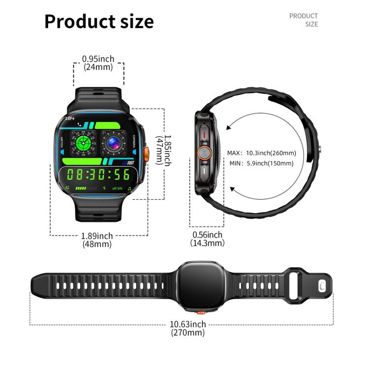 LOKMAT APPLLP 6 Max Smartwatch 4G, display da 1,58 pollici, processore quad-core SC8541E, 3 GB di RAM e 32 GB di memoria interna, Android 8.1, videochiamata, rilevamento della frequenza cardiaca.