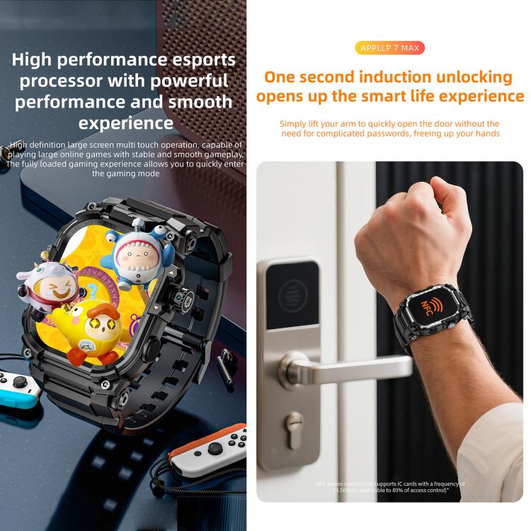 LOKMAT APPLLP 7 Max Smartwatch 4G, display da 1,58 pollici, processore quad-core SC8541E, 3 GB di RAM e 32 GB di memoria interna, Android 8.1, videochiamata, rilevamento della frequenza cardiaca.