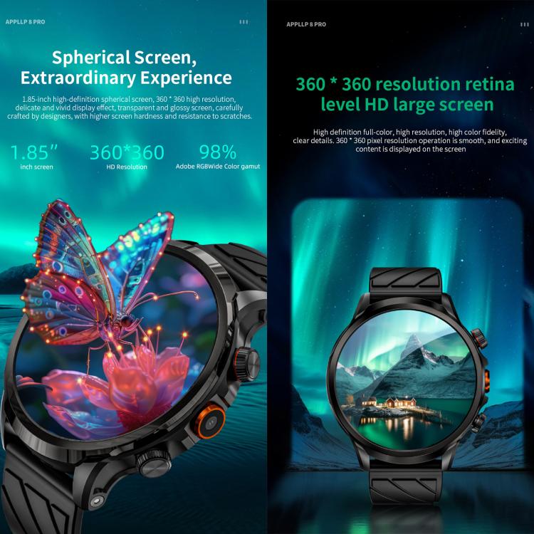 LOKMAT APPLLP 8 Pro Smartwatch 4G, display da 1,58 pollici, processore quad-core SC8541E, 3 GB di RAM e 32 GB di memoria interna, Android 8.1, GPS e rilevamento della frequenza cardiaca.