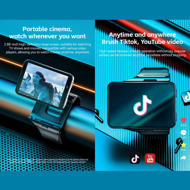 LOKMAT APPLLP Max Smartwatch 4G, display da 2,88 pollici, processore MT6765 Octa Core, Android 11, rilevamento della frequenza cardiaca, videochiamata., 6GB+128GB