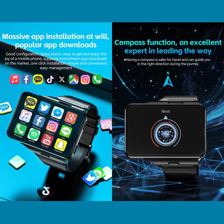 LOKMAT APPLLP Max Smartwatch 4G, display da 2,88 pollici, processore MT6765 Octa Core, Android 11, rilevamento della frequenza cardiaca, videochiamata., 6GB+128GB