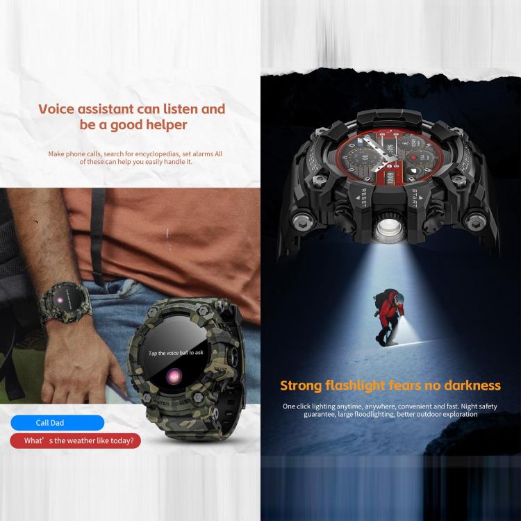 LOKMAT ATTACK GT Smartwatch robusto, display da 1,32 pollici, chiamate Bluetooth, SOS, contapassi, monitoraggio del sonno, frequenza cardiaca, pressione sanguigna, ossigenazione del sangue