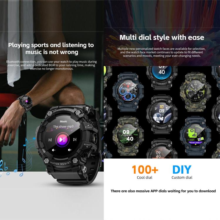 LOKMAT ATTACK GT Smartwatch robusto, display da 1,32 pollici, chiamate Bluetooth, SOS, contapassi, monitoraggio del sonno, frequenza cardiaca, pressione sanguigna, ossigenazione del sangue