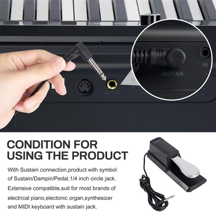 Pedale sustain per pianoforte con cavo 1,85 m