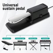Pedale sustain per pianoforte con connettore da 6,35 mm, compatibile con sintetizzatori MIDI, lunghezza cavo: 1,85 m, Cable Length: 1.85m