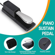 Pedale sustain per pianoforte con connettore da 6,35 mm, compatibile con sintetizzatori MIDI, lunghezza cavo: 1,85 m, Cable Length: 1.85m
