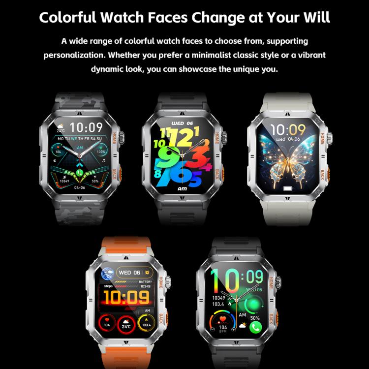 Smartwatch sportivo QS39 da 2,01 pollici con Bluetooth 5.3, supporto per chiamate vocali, monitoraggio del sonno, della frequenza cardiaca, dell'ossigeno nel sangue e della pressione sanguigna.