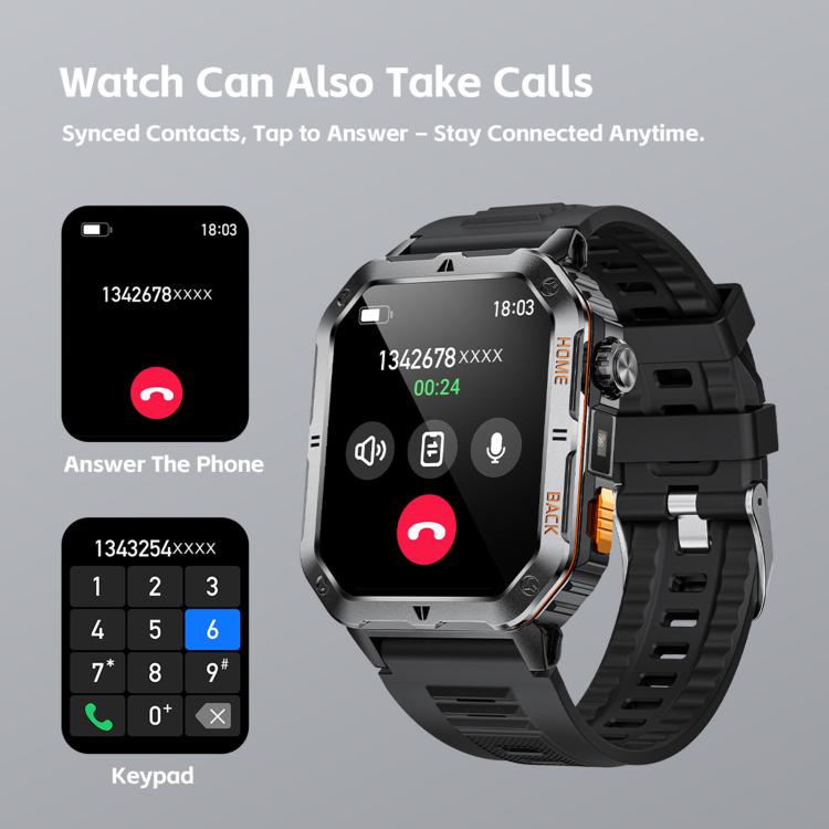 Smartwatch sportivo QS39 da 2,01 pollici con Bluetooth 5.3, supporto per chiamate vocali, monitoraggio del sonno, della frequenza cardiaca, dell'ossigeno nel sangue e della pressione sanguigna.