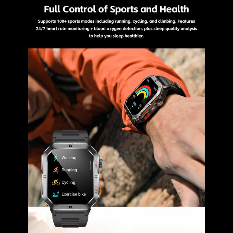Smartwatch sportivo QS39 da 2,01 pollici con Bluetooth 5.3, supporto per chiamate vocali, monitoraggio del sonno, della frequenza cardiaca, dell'ossigeno nel sangue e della pressione sanguigna.