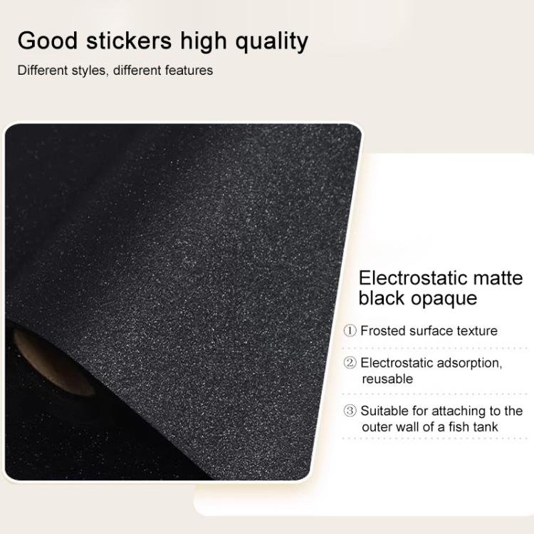 5 pezzi/confezione Pellicola adesiva in PVC per sfondo di vetro per acquario con effetto elettricità statica, Frosted Black 30cm x 1m, Frosted Black 40cm x 1m, Frosted Black 50cm x 1m