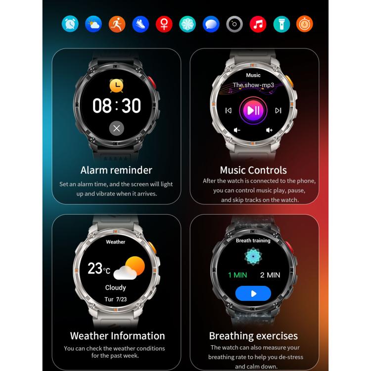 Smartwatch sportivo QS10 da 1,7 pollici con Bluetooth 5.2, supporto per il monitoraggio del sonno, della frequenza cardiaca e della pressione sanguigna.
