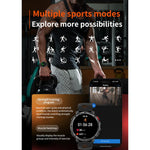 Smartwatch sportivo QS10 da 1,7 pollici con Bluetooth 5.2, supporto per il monitoraggio del sonno, della frequenza cardiaca e della pressione sanguigna.