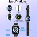 Smartwatch sportivo QS12 da 1,83 pollici con Bluetooth 5.3, supporto per il monitoraggio del sonno, della frequenza cardiaca e dell'ossigeno nel sangue.