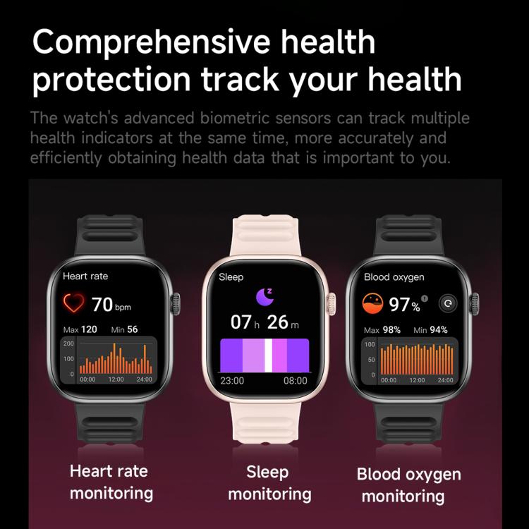 Smartwatch sportivo QS12 da 1,83 pollici con Bluetooth 5.3, supporto per il monitoraggio del sonno, della frequenza cardiaca e dell'ossigeno nel sangue.