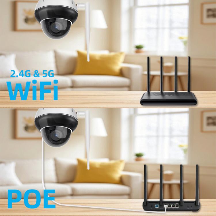 Telecamera di sicurezza dome da esterno RH-D05 da 5 MP con zoom ottico 5x, PoE e Wi-Fi., RH-D05
