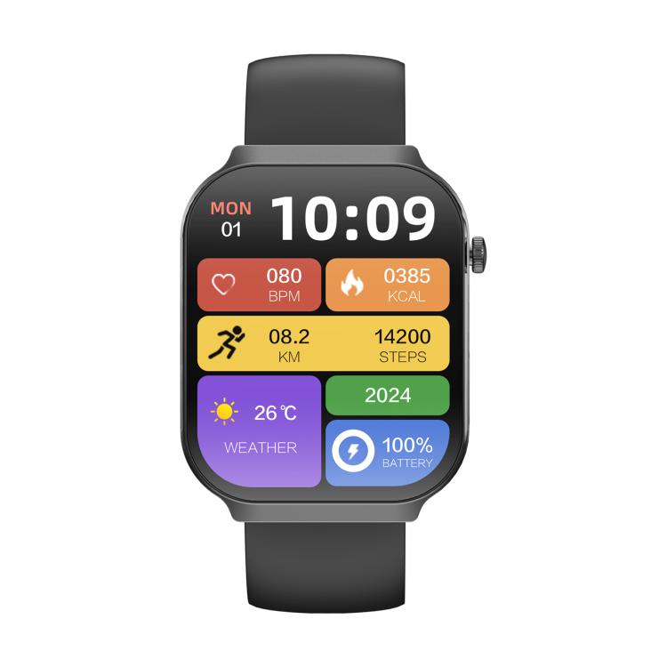 Smartwatch sportivo QS21 da 2,2 pollici con Bluetooth 5.3, supporto per il monitoraggio del sonno, della frequenza cardiaca, dell'ossigeno nel sangue, della pressione sanguigna e della variabilità della frequenza cardiaca (HRV).