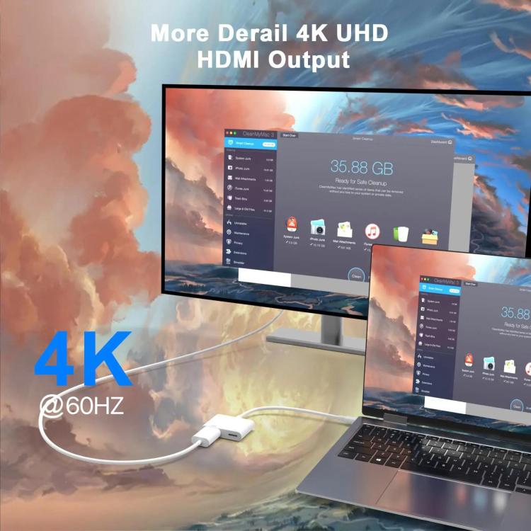 Adattatore AV digitale da USB-C/Type-C a HDMI+USB-C/Type-C 4K/60Hz, Type-C 4K/60HZ