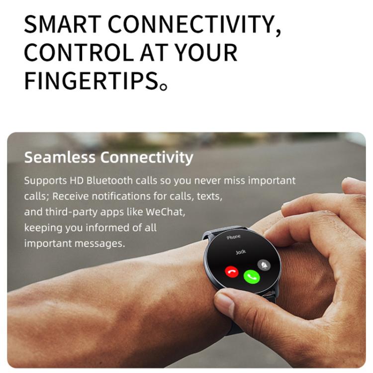 Orologio sportivo intelligente QS80 Pro con display AMOLED da 1,32 pollici e supporto per il monitoraggio della frequenza cardiaca.