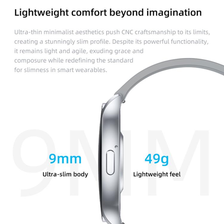 Orologio sportivo intelligente QS80 Pro con display AMOLED da 1,32 pollici e supporto per il monitoraggio della frequenza cardiaca.