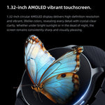 Orologio sportivo intelligente QS80 Pro con display AMOLED da 1,32 pollici e supporto per il monitoraggio della frequenza cardiaca.