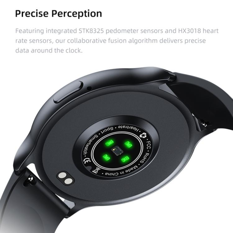 Orologio sportivo intelligente QS80 Pro con display AMOLED da 1,32 pollici e supporto per il monitoraggio della frequenza cardiaca.