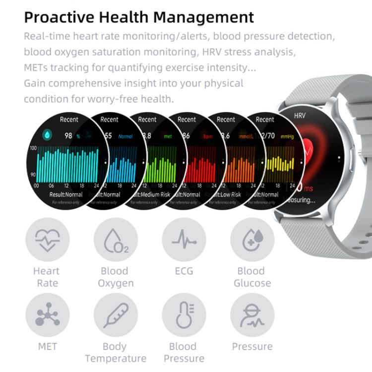 Orologio sportivo intelligente QS80 Pro con display AMOLED da 1,32 pollici e supporto per il monitoraggio della frequenza cardiaca.