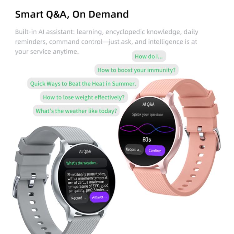 Orologio sportivo intelligente QS80 Pro con display AMOLED da 1,32 pollici e supporto per il monitoraggio della frequenza cardiaca.