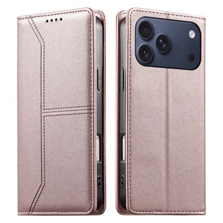 Custodia per telefono in ecopelle con rivestimento magnetico RFID e cuciture a vista., For iPhone 17e / 16e, For iPhone 17 Pro Max, For iPhone 17 Pro, For iPhone 17